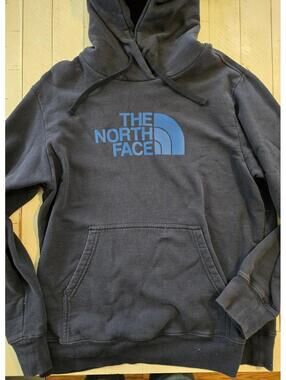 The North Face Dark Blue Hoodie Light Blue Logo Mens L